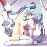  android aqua_eyes aqua_hair boots breasts cable cleavage hatsune_miku headphones headphones_around_neck long_hair medium_breasts nude shiny shiny_skin sitting skindentation solo thigh_boots thighhighs twintails very_long_hair vocaloid yuzuki_kei 