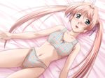  1girl bed binetsu_kyoushi_cherry blush bra game_cg panties pink_hair twintails underwear yamane_masahiro yorii_kiyoka zyx 