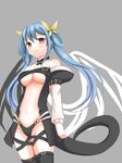  1girl arc_system_works bare_shoulders blue_hair blush breasts dizzy godharo1 guilty_gear highres red_eyes solo tail underboob wings 