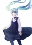  bad_id bad_pixiv_id blue_eyes dress floating_hair green_hair hatsune_miku long_hair nonoharak pantyhose solo twintails vocaloid white_background 