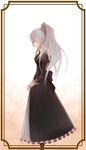  am24 black_dress closed_eyes dress frame from_side gradient gradient_background hanazono_shizuma highres juliet_sleeves long_hair long_sleeves puffy_sleeves school_uniform silver_hair solo standing strawberry_panic! 