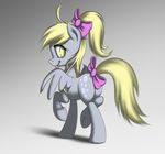  blonde_hair bow bubbes bubble butt cute cutie_mark derpy_hooves_(mlp) equine eyeashes female feral friendship_is_magic fur grey_fur hair hair_bow hi_res horse looking_at_viewer looking_back mammal my_little_pony pegasus pony ponytail pose smile solo sy_vs tail_bow wings yellow_eyes yelow_eyes 