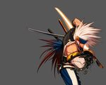  beam_sword blademaster chains dungeon_and_fighter grand_master_(dungeon_and_fighter) headband katana muscle scar shackle shackles sword torn_clothes vest weapon weapon_master_(dungeon_and_fighter) white_arm white_hair wild_hair 