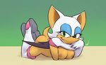  anthro areola bat breasts female green_eyes hair lipstick looking_at_viewer lying mammal on_front ponchuzn rouge_the_bat sega smile solo sonic_(series) white_hair 