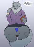  canine chubby cleavage clothed clothing female heterochromia mammal ramona ritts solo thick_thighs wide_hips wolf 