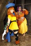  2girls asian breasts cameltoe chouzuki_maryou cosplay dragon_quest dragon_quest_iv large_breasts minea minea_(cosplay) multiple_girls photo plump purple_hair square_enix 