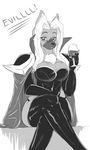  absurdres alcohol animal_ears boots breasts bustier cape cleavage crossed_legs cup drinking_glass fox_ears freyja_(mahou_no_juujin_foxy_rena) furry glasses greyscale highleg highleg_panties highres large_breasts long_hair mahou_no_juujin_foxy_rena monochrome panties pauldrons pince-nez semi-rimless_eyewear sitting snout solo thigh_boots thighhighs under-rim_eyewear underwear wine wine_glass xo-pachi 