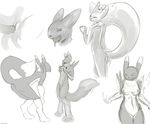  breast_grab breasts canine dacad digimon disembodied_penis drooling duo female fox fur humanoid_penis male mammal monochrome multiple_poses nipples open_mouth penis plain_background pussy raised_tail renamon saliva sketch solo standing tongue tongue_out white_background 