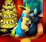  candy candy_cane christmas christmas_tree clothing darkmirage eeveelution food frottage gay holidays leafeon lights luxray male nintendo ornaments penis pok&#233;mon pok&eacute;mon scarf snow tree video_games 