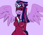  anthro anthrofied booponies breasts clothing costume equine female friendship_is_magic hair horn mammal mask masked_matter-horn_(mlp) multi-colored_hair my_little_pony power_ponies_(mlp) smile solo twilight_sparkle_(mlp) winged_unicorn wings 
