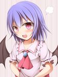  angry bad_id bad_pixiv_id bat_wings blush brooch fang jewelry kuroganeruto lavender_hair red_eyes remilia_scarlet solo touhou wings 