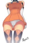  artist_name bare_shoulders breasts cerebella_(skullgirls) commentary_request detached_sleeves head_out_of_frame large_breasts ryuji_(red-truth) simple_background skullgirls solo thighhighs upskirt white_background 