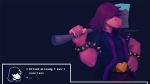  ... 2018 5_fingers anthro armlet axe belt black_background bracelet claws clothed clothing deltarune dialogue digital_media_(artwork) english_text female front_view fully_clothed hair hair_over_eyes half-length_portrait holding_object jewelry long_hair melee_weapon pink_scales portrait purple_hair reptile scales scalie signature simple_background solo spiked_armlet spiked_bracelet spikes standing susie_(deltarune) talking_to_viewer text weapon whiteleonard 