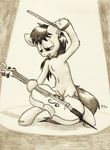  bow_(stringed_instrument) bow_tie cello cutie_mark ear_piercing equine female friendship_is_magic fur grey_fur horse mammal monochrome musical_instrument my_little_pony octavia_(mlp) piercing pony punk-pegasus solo traditional_media 