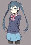  black_hair blue_eyes gebyy-terar kin-iro_mosaic komichi_aya long_hair pantyhose solo twintails 