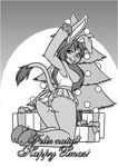  breasts christmas christmas_tree clothing donkey equine female greyscale holidays hooves linnopron looking_back mammal monochrome nipples panties smile solo text tree underwear upskirt 