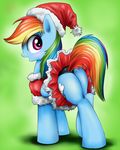  2013 blue_fur christmas clothing cutie_mark equine female friendship_is_magic fur hair hat high-roller2108 holidays horse multi-colored_hair my_little_pony pegasus pony purple_eyes rainbow_dash_(mlp) santa_costume santa_hat skirt solo suggestive upskirt wings 