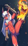  abstract_background anthro avian blaziken breasts chilon female fire hair kick nintendo nipples nude pink_nipples pok&#233;mon pok&eacute;mon red_eyes solo spread_legs spreading standing video_games white_hair 