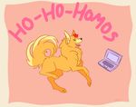  canine computer dancing dog female flower laptop mammal open_mouth pom pom_gets_wifi pomeranian reaction_image smile solarflaredragon text 