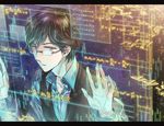  abstract_background black_hair dress_shirt equation galileo_(dorama) glasses male_focus math rimless_eyewear shirt solo tokoroanko unbuttoned vest yellow_eyes yukawa_manabu 