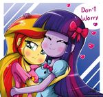  &lt;3 blush breasts clothed clothing crying duo english_text equestria_girls eyes_closed female green_eyes hair hug human humanized mammal my_little_pony smile sunset_shimmer_(eg) text the-butch-x twilight_sparkle_(eg) two_tone_hair 