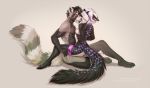  2019 anthro blue_eyes blue_penis blue_tongue breasts canid canine canis digital_media_(artwork) domestic_dog duo female hooves hybrid male male/female mammal melianah nude penis procyonid raccoon sex simple_background sitting smile 