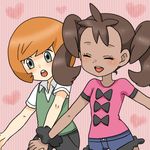  brown_hair dark_skin eyes_closed happy kurumi_(forte) long_hair lowres nintendo pokemon pokemon_(game) pokemon_xy sana_(pokemon) smile toroba_(pokemon) twintails 