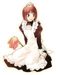  apron blue_eyes crown dress duster full_body hisui long_dress maid open_mouth red_hair short_hair takenashi_eri tsukihime 