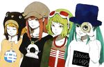  aqua_eyes aqua_hair blonde_hair bloomed donut_hole_(vocaloid) goggles green_eyes green_hair gumi hat hatsune_miku kagamine_rin megurine_luka necklace pink_hair short_hair twintails vocaloid yellow_eyes 