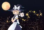  blonde_hair bow flower full_moon hat hat_bow kirisame_marisa lily_(flower) moon solo star touhou white_bow witch_hat yellow_eyes 
