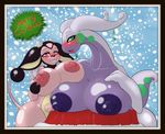  &lt;3 anthro areola bantar2 big_breasts blush bovine breast_squish breasts chubby cleavage clothed clothing dragon english_text eyelashes female gludara goo goodra green_eyes hooves huge_breasts looking_at_viewer mammal miltank nintendo nipples pink_eyes pink_nipples plain_background pok&#233;mon pok&eacute;mon purple_nipples slime slug smile snow snowing teats text thick_thighs udders video_games wide_hips 