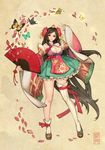  age_of_storm black_hair breasts bug butterfly insect korean_clothes large_breasts long_hair miniskirt nayoung_wooh non-web_source petals skirt solo 
