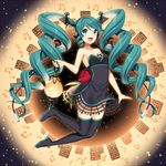  aqua_eyes aqua_hair beamed_eighth_notes boots dress drill_hair eighth_note hatsune_miku jenevan lamp_miku lantern long_hair musical_note open_mouth quarter_note sixteenth_note solo strapless strapless_dress thigh_boots thighhighs twin_drills twintails very_long_hair vocaloid 