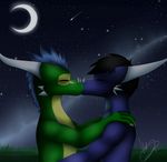  anthro biceps dragon eyes_closed freakyy-dragon gay hair horn kissing kyine lorenz male scalie 