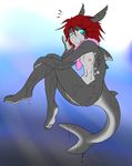  blue_eyes cub female fish flat_chested hair jessie_(jazz) liontaro liontaro_(artist) looking_at_viewer marine nipples nude plantigrade red_hair shark solo towel water wet young 