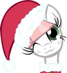  christmas equine female friendship_is_magic green_eyes hair hat holidays horse invalid_tag mammal my_little_pony nurse_redheart_(mlp) one_eye_closed pink_hair plain_background pony portrait santa_hat solo transparent_background wink 
