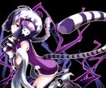  aqua_eyes bare_shoulders braid emia_(castilla) haku_(p&amp;d) long_hair puzzle_&amp;_dragons sideways_glance silver_hair solo tail tiger_tail twin_braids yin_yang 