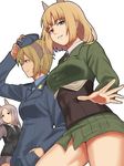  animal_ears bad_id bad_pixiv_id blonde_hair blue_eyes brave_witches brown_eyes crotch_seam dog_ears edytha_rossmann goji_(five_clock) gundula_rall hand_in_pocket hat looking_at_viewer military military_uniform multiple_girls pantyhose short_hair silver_hair uniform waltrud_krupinski world_witches_series yellow_eyes 