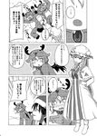  &gt;_&lt; animal_costume ascot bat_wings blush closed_eyes comic crescent fang greyscale hair_tubes hat long_hair monochrome multiple_girls o_o open_mouth patchouli_knowledge reindeer_costume remilia_scarlet santa_hat shino_(ponjiyuusu) short_hair smug tears touhou translation_request wings 