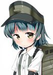  arare_(kantai_collection) black_hair brown_hair hat kantai_collection looking_at_viewer osatsu school_uniform short_hair solo 