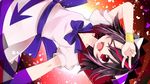  black_hair dress fangs horns kijin_seija multicolored_hair oinari_(tensaizoku) one_eye_closed open_mouth pink_hair red_eyes short_hair smile solo touhou 