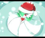  christmas gardevoir hat mega_pokemon no_humans pokemon red_eyes santa_hat smile snow solo youki_(yuyuki000) 