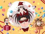  6+girls =_= ahoge animal animal_on_head antlers bell black_hair blue_hair blush_stickers breasts brown_hair cat cat_on_head chibi christmas_ornaments christmas_tree cleavage elbow_gloves fang gift gloves hairband hat hatsukaze_(kantai_collection) heart hiei_(kantai_collection) japanese_clothes kantai_collection kongou_(kantai_collection) large_breasts looking_at_viewer midriff miniskirt multiple_girls mutsu_(kantai_collection) nagato_(kantai_collection) navel noda_eishi nontraditional_miko o_o on_head open_mouth panties pantyshot pink_hair ponytail red_eyes reindeer_antlers santa_costume santa_hat shiranui_(kantai_collection) skirt sparkle star thighhighs underwear 