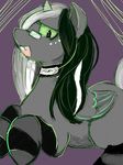  equine eyewear fangs female glasses green_eyes greyscale hair herm horn horse intersex looking_at_viewer mammal monochrome my_little_goddamn_pony my_little_pony open_mouth original_character outlines piercing socks surai_starstorm two_toned_ winged_unicorn wings 