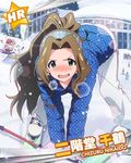  :d blush brown_eyes character_name green_eyes hairband idolmaster idolmaster_million_live! jacket lens_flare long_hair looking_at_viewer multiple_girls nikaidou_chizuru nonohara_akane official_art open_mouth skiing skis smile snow snowboard snowing v-shaped_eyebrows wavy_mouth 