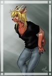  antlers blonde_hair cervine chest clothed clothing deer hair horn invalid_tag lochlan long_hair male mammal pants piercing shirt stag tehstupidbug 