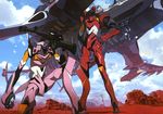  absurdres day eva_02 eva_08 evangelion:_3.0_you_can_(not)_redo from_below gun highres mecha neon_genesis_evangelion no_humans official_art rebuild_of_evangelion rifle ruins sniper_rifle weapon 