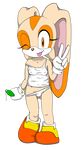  alpha_channel anthro cream_the_rabbit cub erect_nipples female hi_res jetfrozen lagomorph long_ears looking_at_viewer mammal nipples one_eye_closed plain_background rabbit sega smile solo sonic_(series) tongue tongue_out transparent_background wink young 