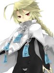  ahoge blazblue blonde_hair bodysuit cape lambda-11 long_hair red_eyes yuya_(oshidori) 