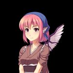  animal_ears athrun1120 bad_id bad_pixiv_id black_background blush earrings head_scarf japanese_clothes jewelry mystia_lorelei okamisty pink_hair short_hair simple_background smile solo touhou wings 
